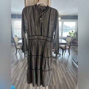 Unique Black and Gray Midi Dress
